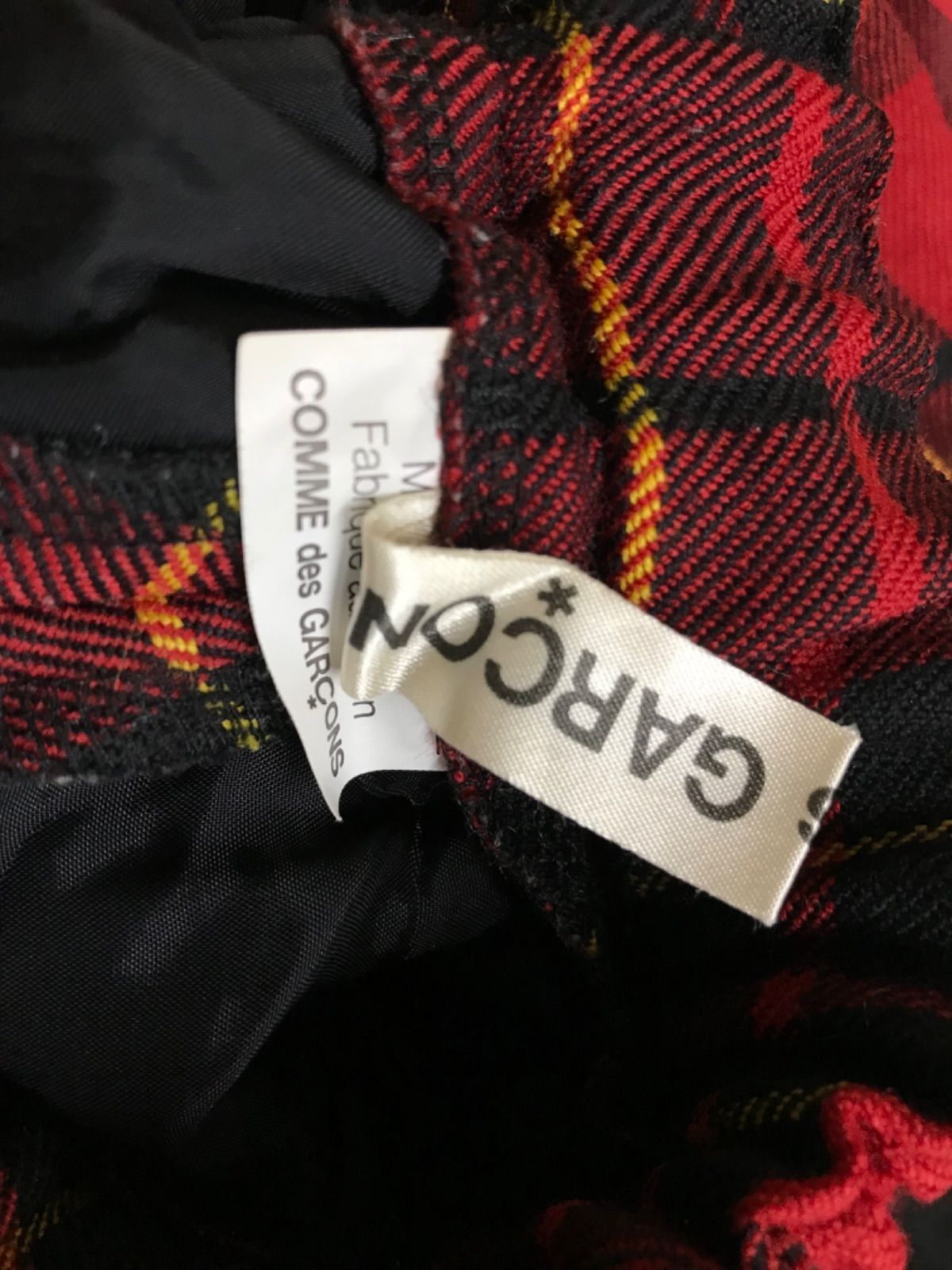 美品/comme des garcons/チェック柄/サルエルパンツ/RED 80Sヴィンテージ◎レア美品】COMME DES GARCONS チェック柄ボリューム