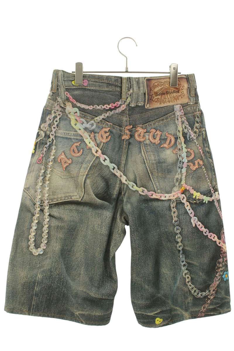 トロンプルイユルーズフィットデニムハーフパンツ メンズ