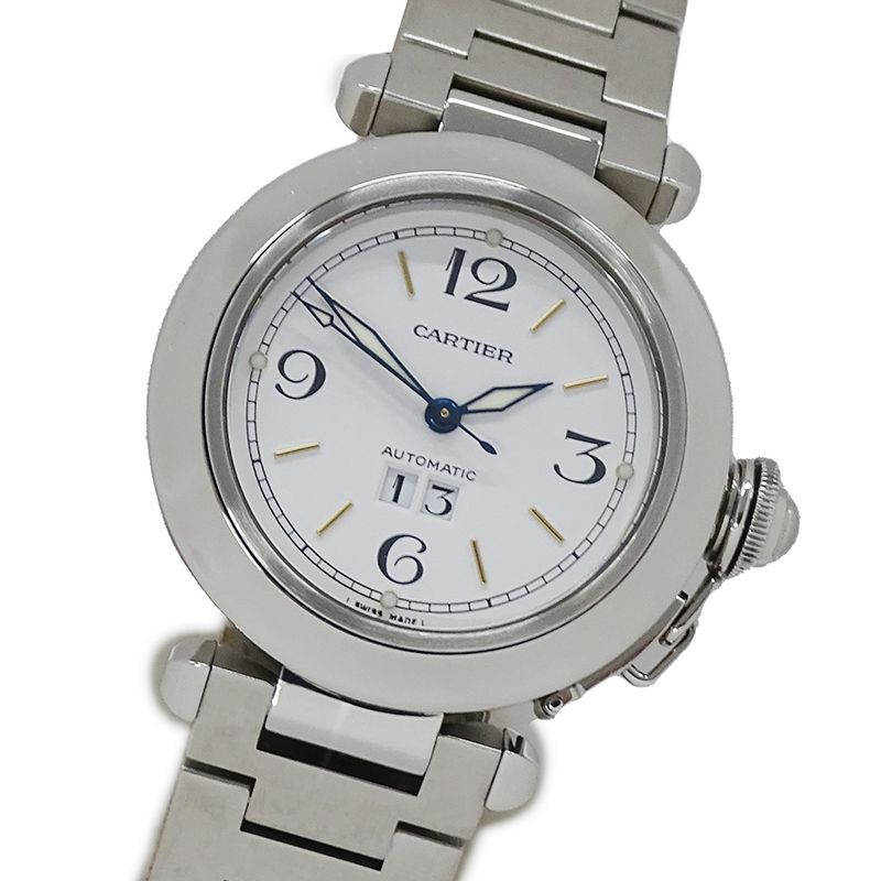 カルティエ Cartier 時計 ボーイズ ブランド パシャC ビッグデイト 自動巻き AT ステンレス SS W31044M7 シルバー ホワイト 磨き済み