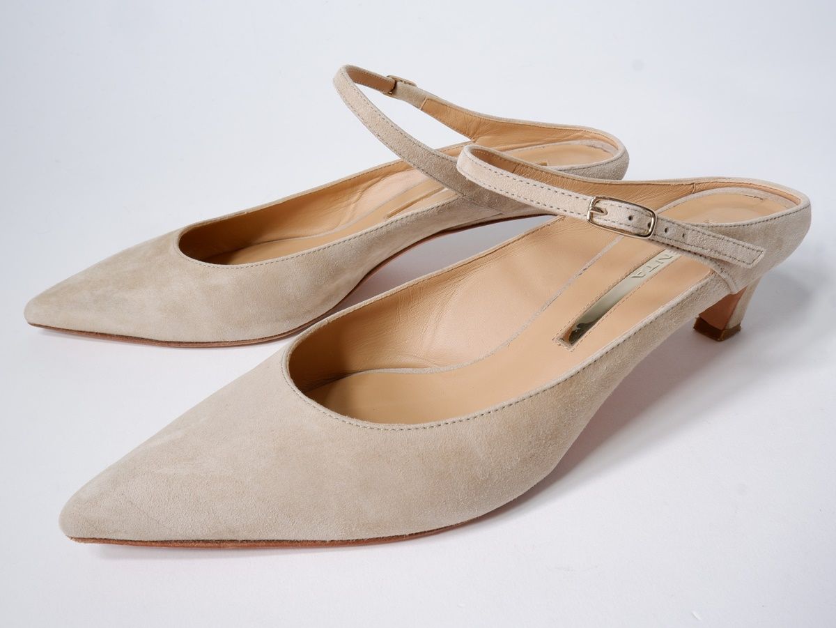 BRENTAブレンタ プチヒールストラップスエードパンプス【38  