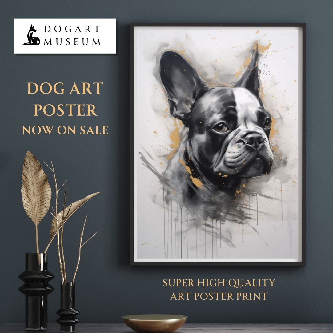 【KENSHIN (犬神) - フレンチブルドッグ犬 No.1】風水画 アートポスター 犬の絵 犬の絵画 犬のイラスト