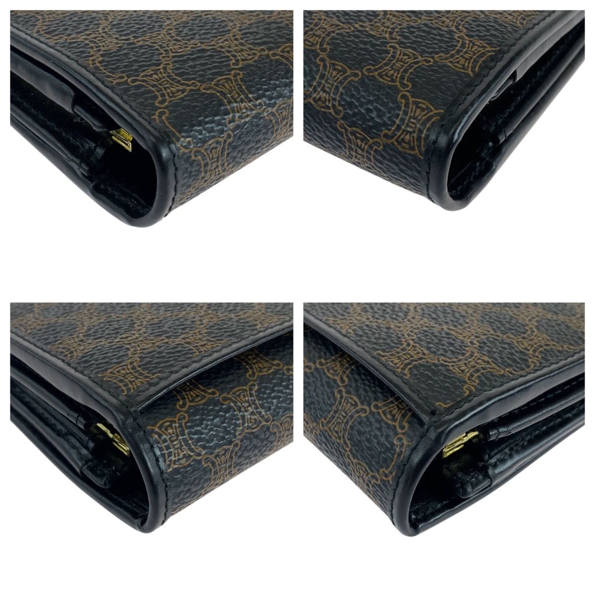 【CELINE】ロングウォレット ブラック ゴールド金具 美品 CELINE セリーヌ マカダム ブラウン ブラック 黒 ゴールド