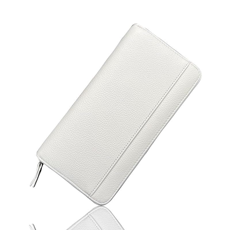 【新品】 [jxleichi] 財布 長財布 カードケース 本革 ラウンドファスナー 大容量 25枚カード収納可能 スキミング防止 磁気 防止 お札入れ 小銭入れ メンズさいふ 長財布 20*10.8*2.5cm (ライスホワイ