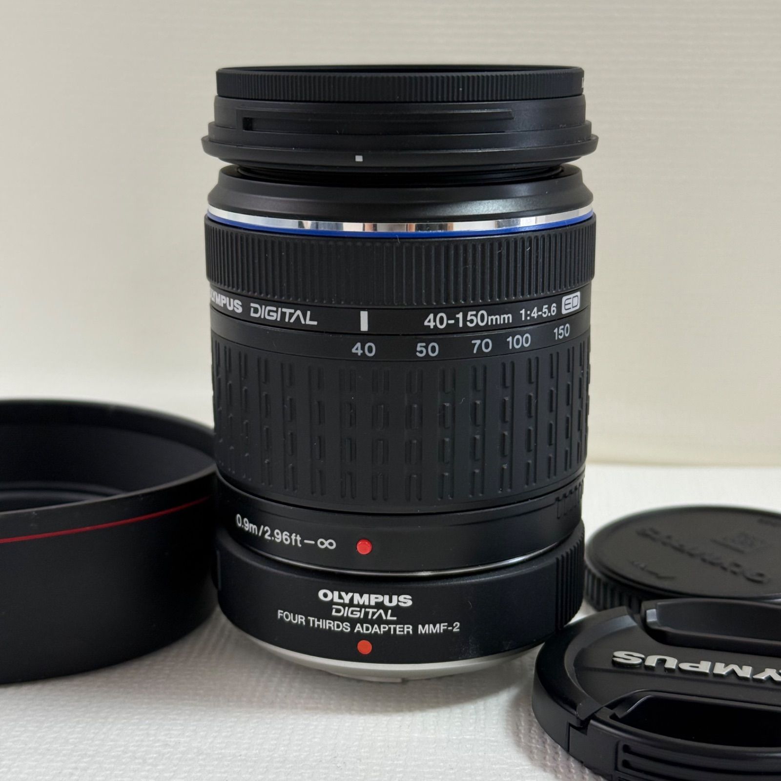 OLYMPUS オリンパス ZUIKO DIGITAL 40-150mm f4-5.6 φ58 MMF-2アダプター付 前後キャップ レンズフード 保護フィルター