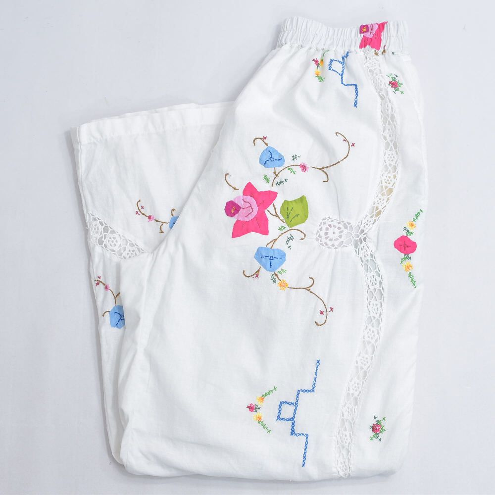 Remakeリメイク 再構築 パッチワーク&フラワー刺繍 デザイン ルーズ  