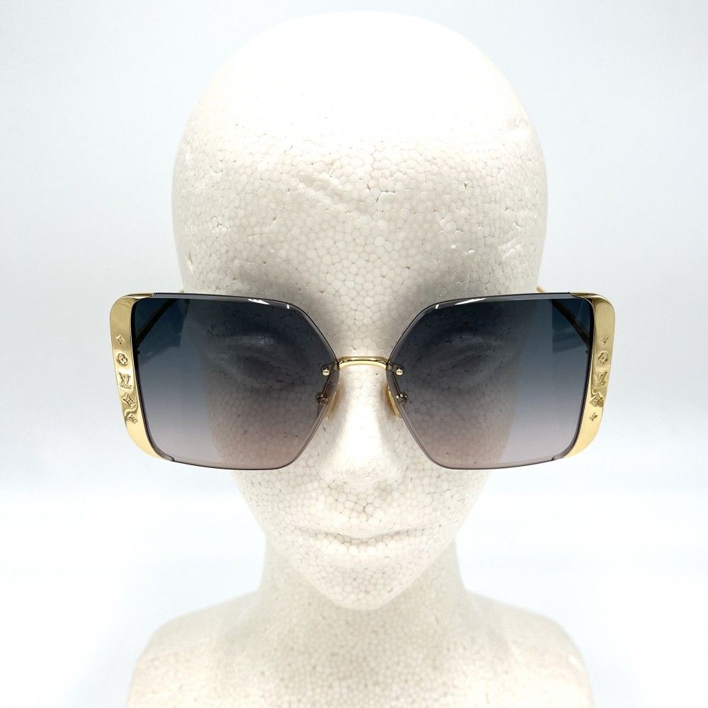 ルイヴィトン サングラス レディース モノグラムフラワー サングラス・LV ムーン・メタル スクエア アイウェア 眼鏡 グラデーション LOUIS VUITTON Z1994U メタル ライトトータスシェル ゴールド金具 品