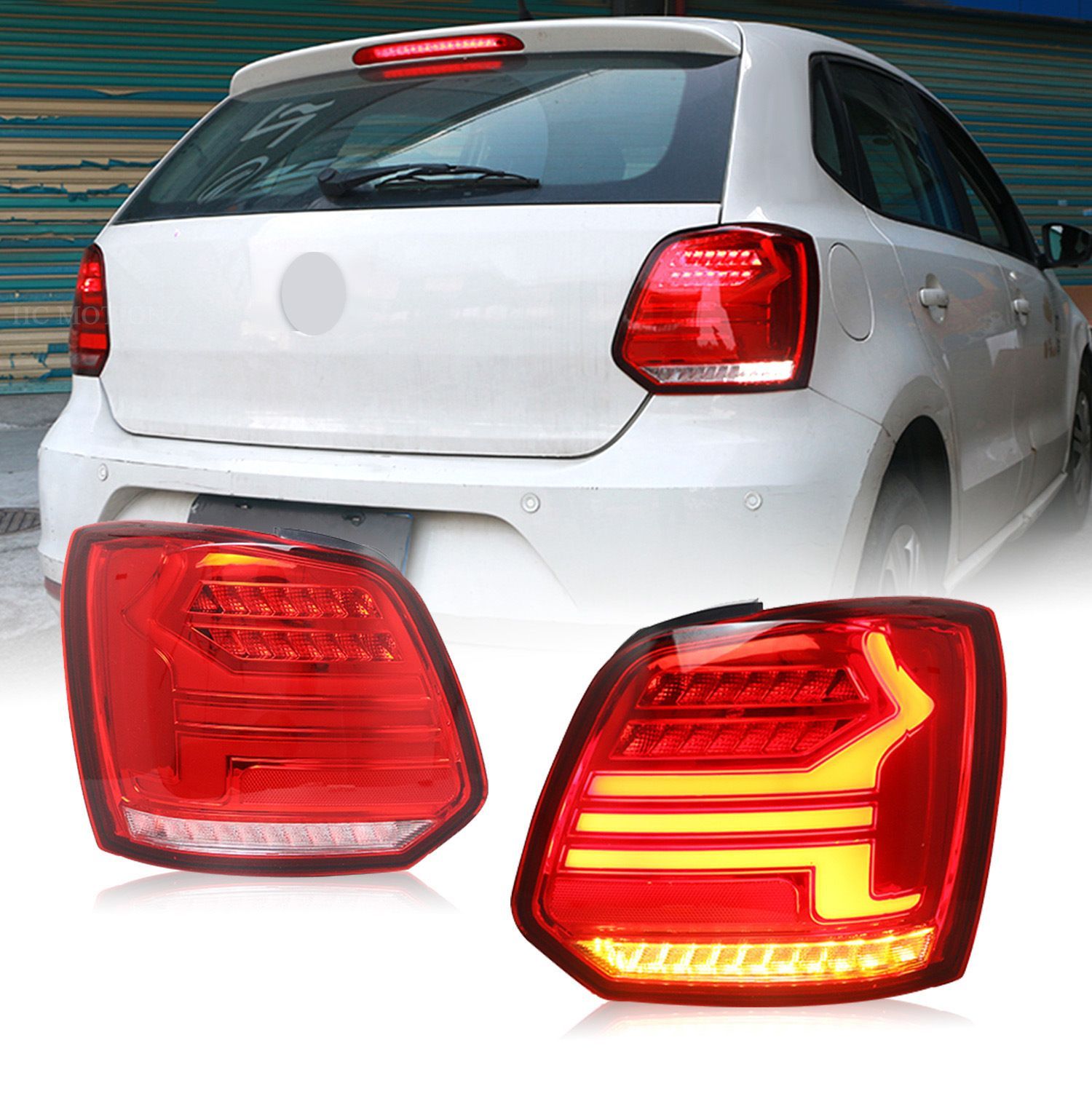 VW ポロ 11-19年モデル LED 流光ターンシグナル テールランプ アセンブリ 左右セット 10.13