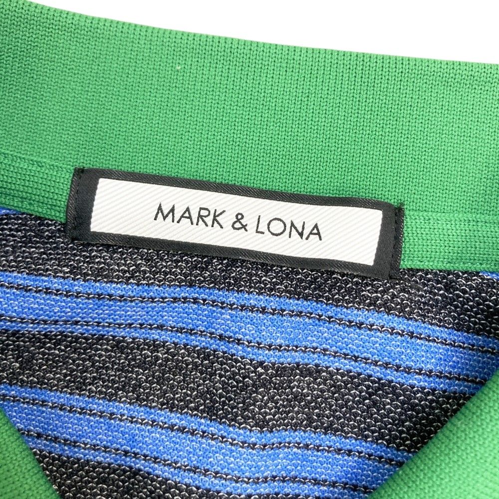 サイズ：46 MARK&LONA マークアンドロナ  半袖ポロシャツ ボーダー柄 ブルー系 [240101351456] ゴルフウェア メンズ ストスト サイズ：46 MARK&LONA マークアンドロナ 半袖ポロシャツ