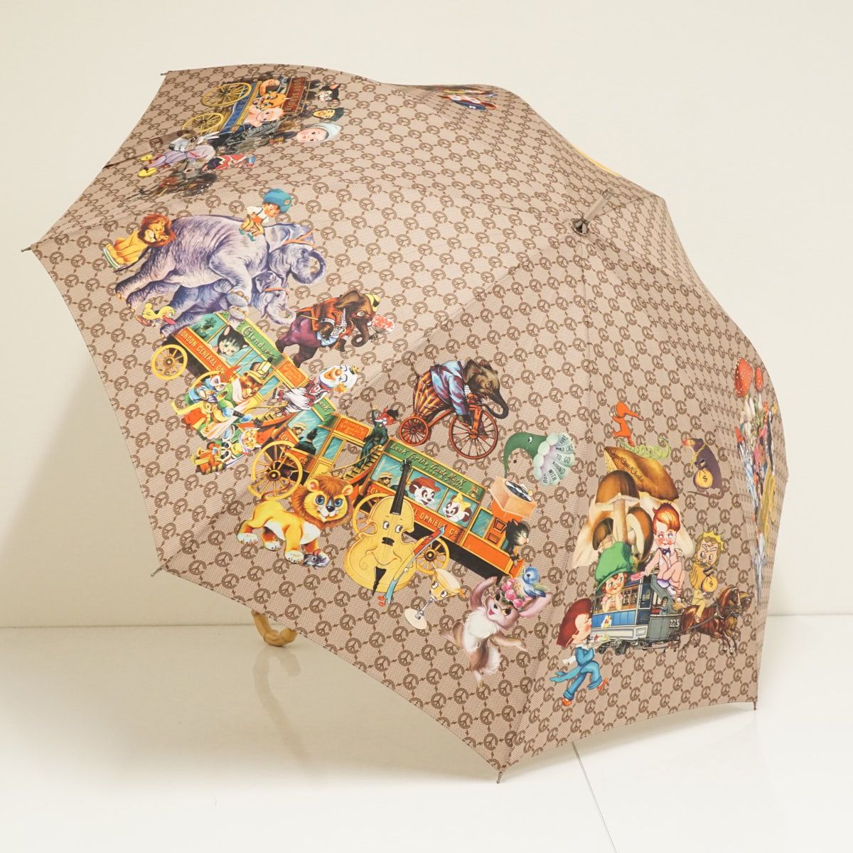 傘 CIAO!CIAO!CHAKO チャオチャオチャコ モノグラム 馬車 汽車 小人 動物 イラスト 個性的 60cm S3249