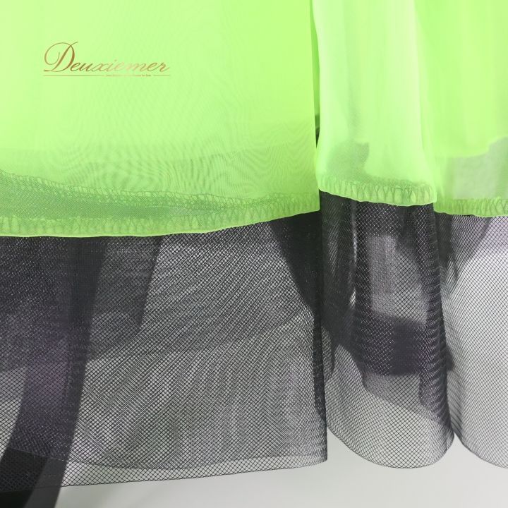 蛍光グリーンと黒の社交ダンスドレス 社交ダンス 衣装 スタンダード