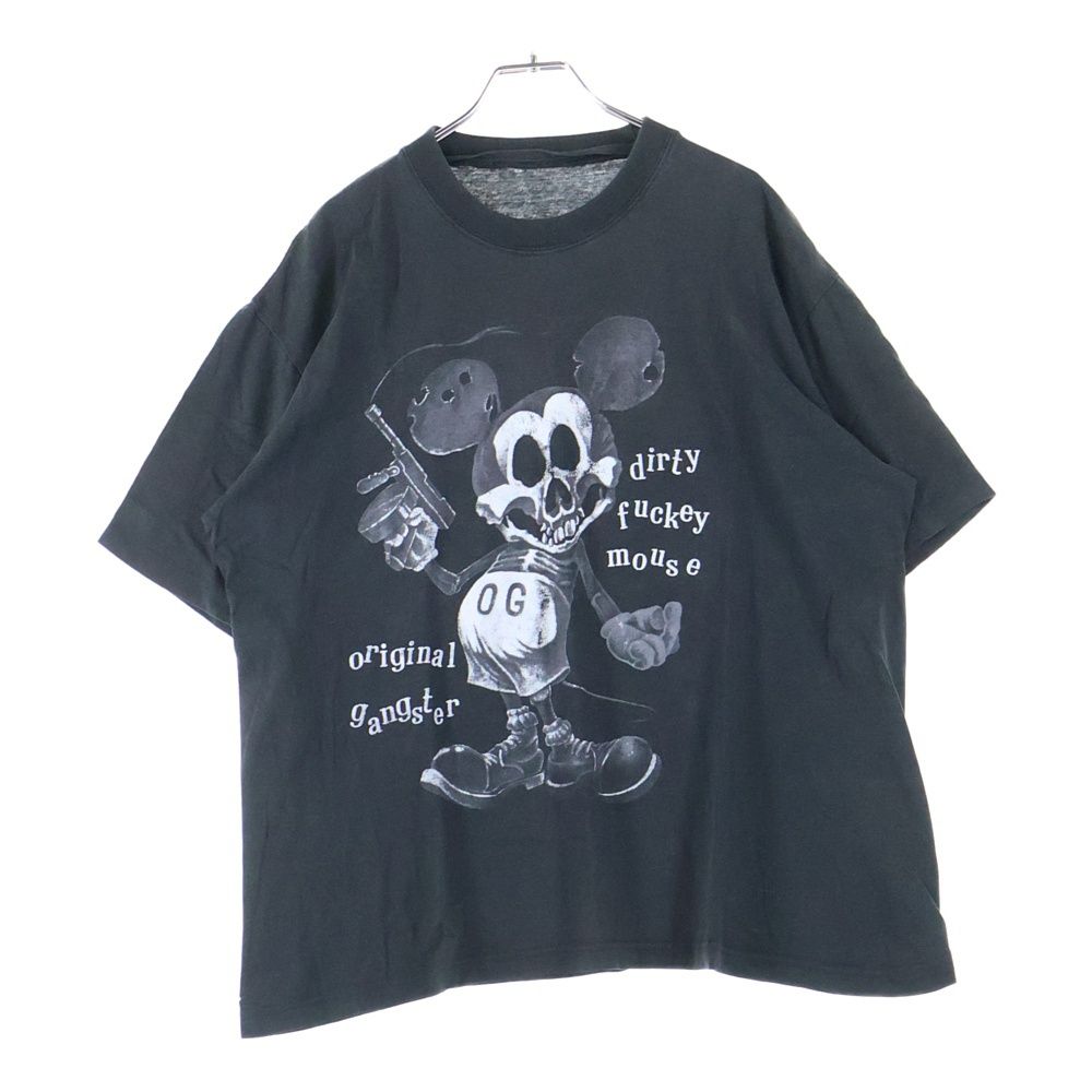 VINTAGE ヴィンテージ 90s DISNEY MICKEY TEE ディズニー ミッキー パロディー フロントプリント半袖Tシャツ カットソー ブラック