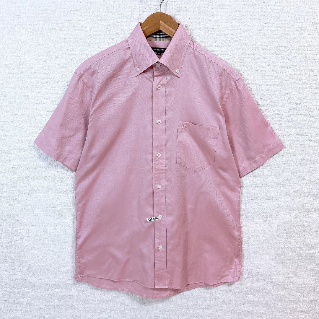 バーバリーロンドン 半袖シャツ 綿 ボタンダウン M 襟ノバチェック