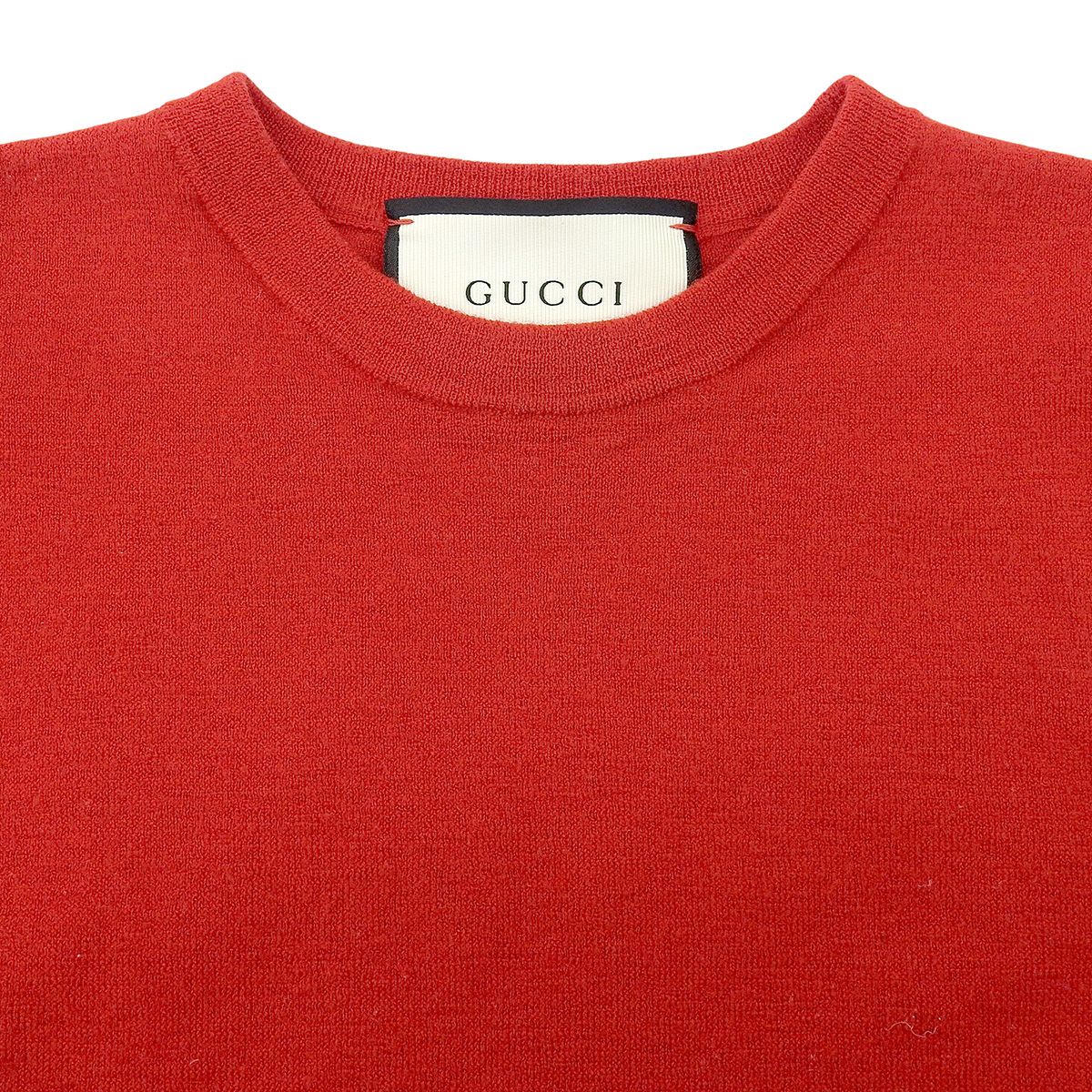  GUCCI グッチ 袖フリル ノースリーブニット ニット セーター アパレル ファッション 衣類 ボーダー S ウール レッド赤 ネイビー紺 アイボリー レディース アラモード ノースリーブ ニット セーター