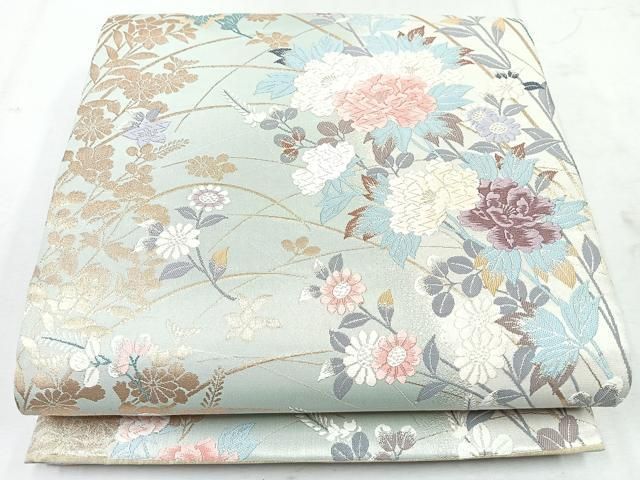 平和屋着物○六通柄袋帯 唐織 加賀染牡丹 金糸 正絹 逸品 CAAU7574nb  