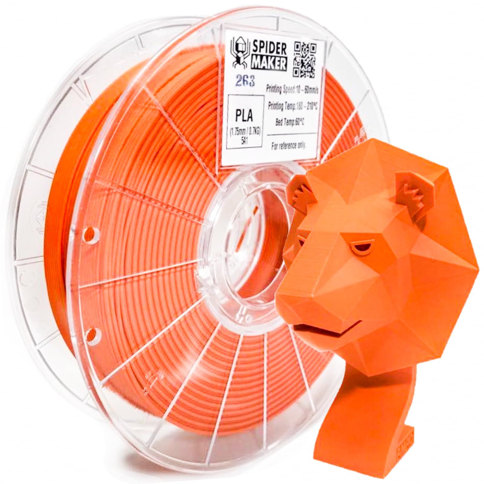 SpiderMaker 3Dプリンター用フィラメント 1.75mm マットPLA オレンジ色 Sun Orange 700g