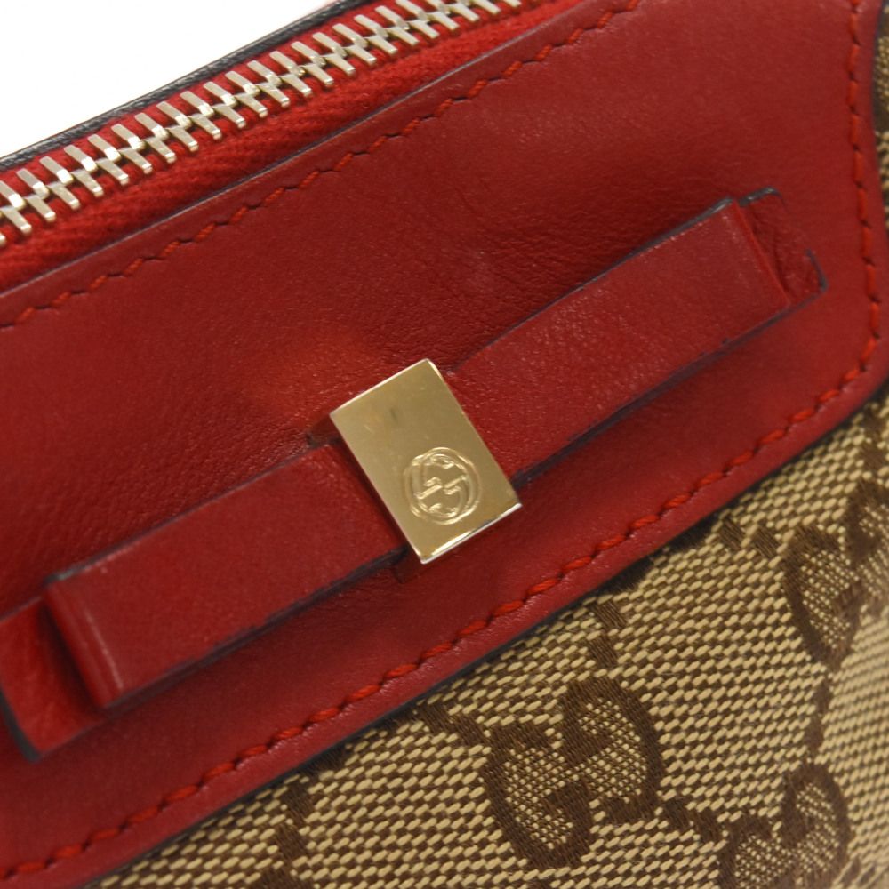 GUCCI グッチ GGキャンバス コスメ ポーチ バニティ ブラウン レッド GUCCI (グッチ) GGキャンバス ポーチ ブラウン/レッド 282663