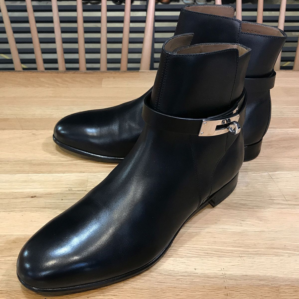 超 エルメス 現行 ショートブーツ ネオ ケリー金具 ブラック 39 黒 ブラック 約25.5cm 14525