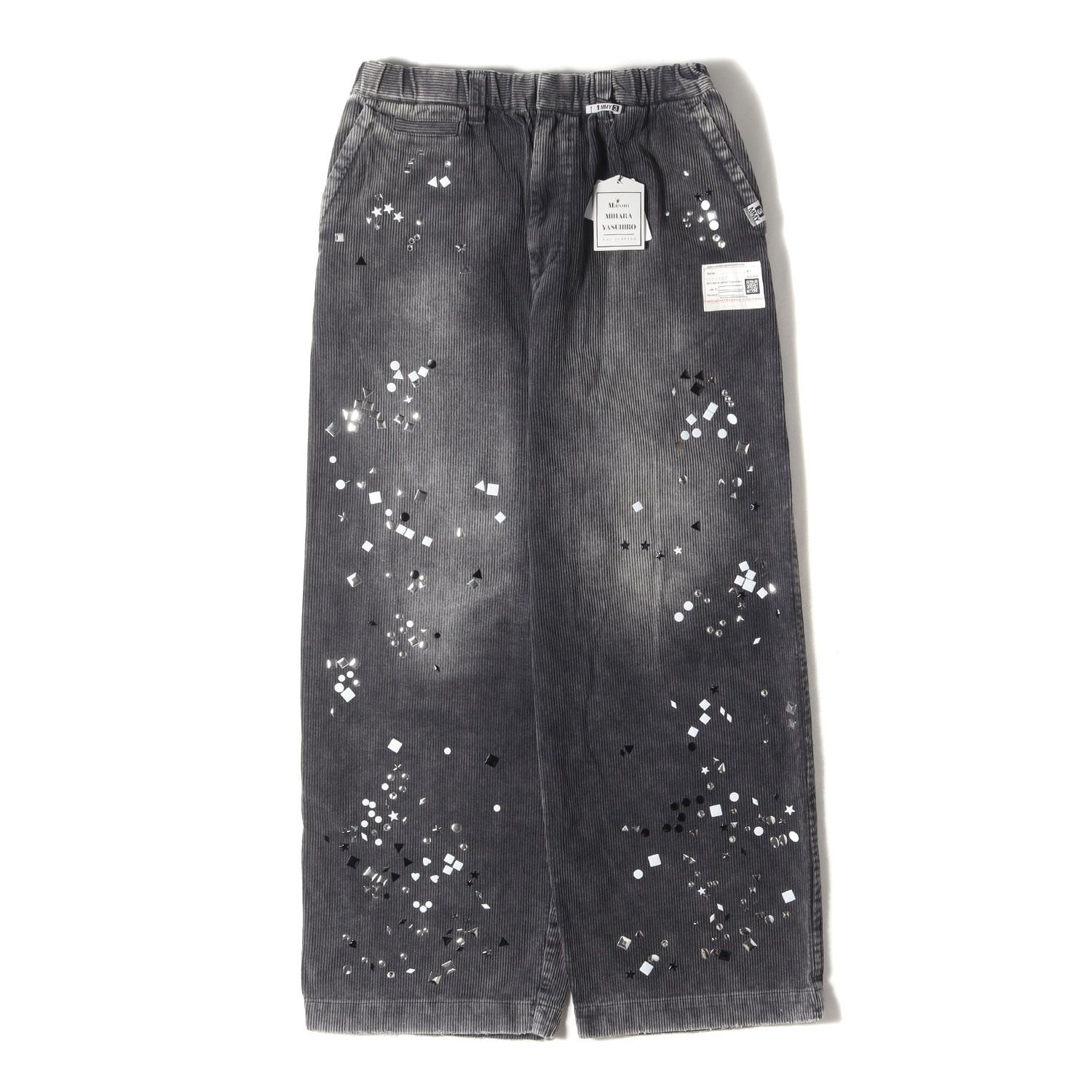 MIHARA YASUHIRO ミハラヤスヒロ パンツ グレー サイズ 50 25AW ラインストーン コーデュロイ ワイドパンツ Embellished Corduroy Trousers A15PT034 MAISON
