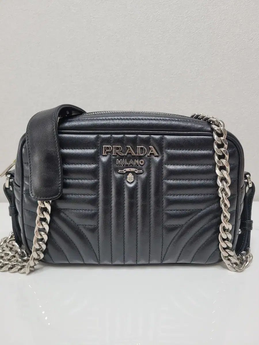 PRADA プラダ ダイアグラム チェーン カメラバッグ シルバー