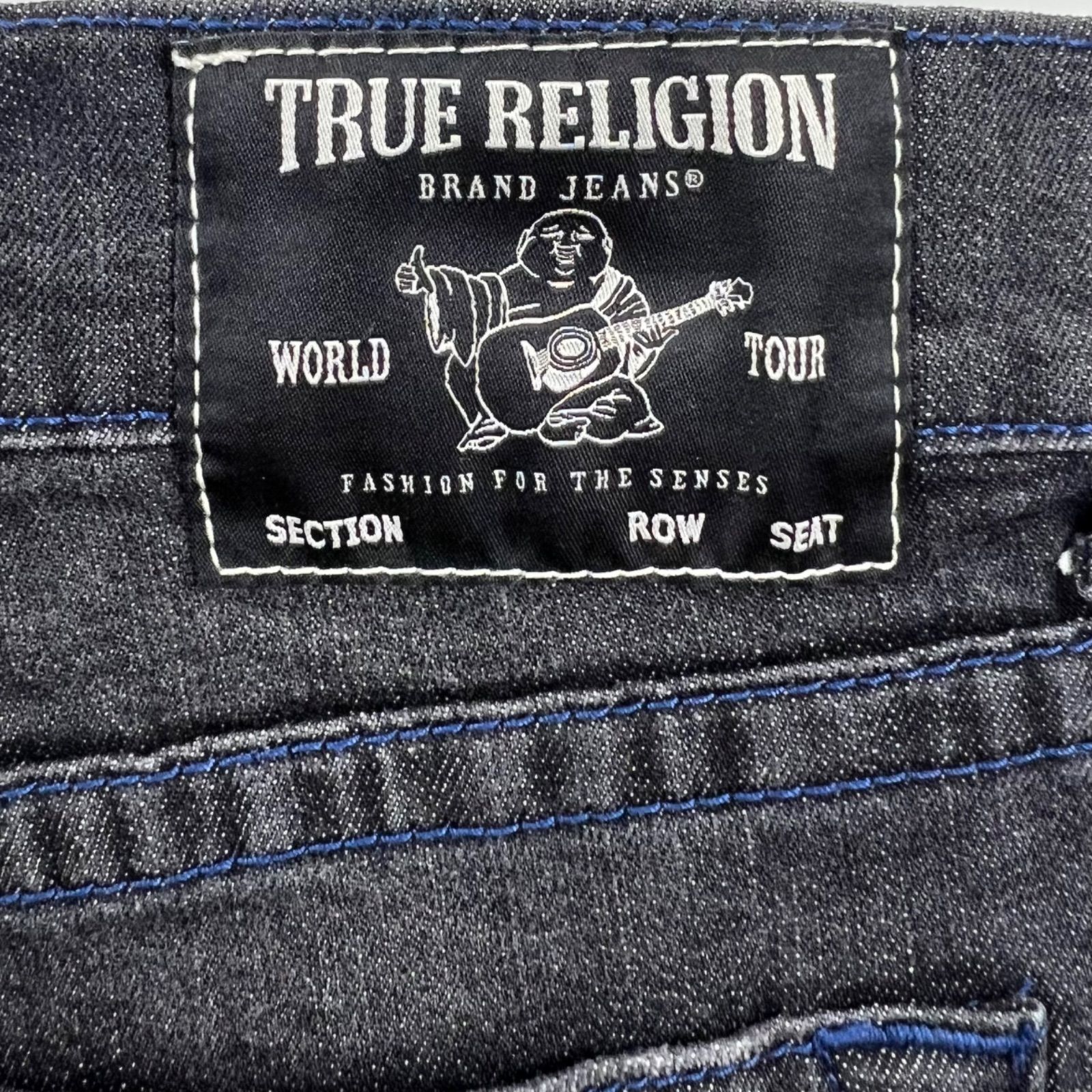 TRUE RELIGION RICKY relaxed straight blue stitch denim pants 30 
