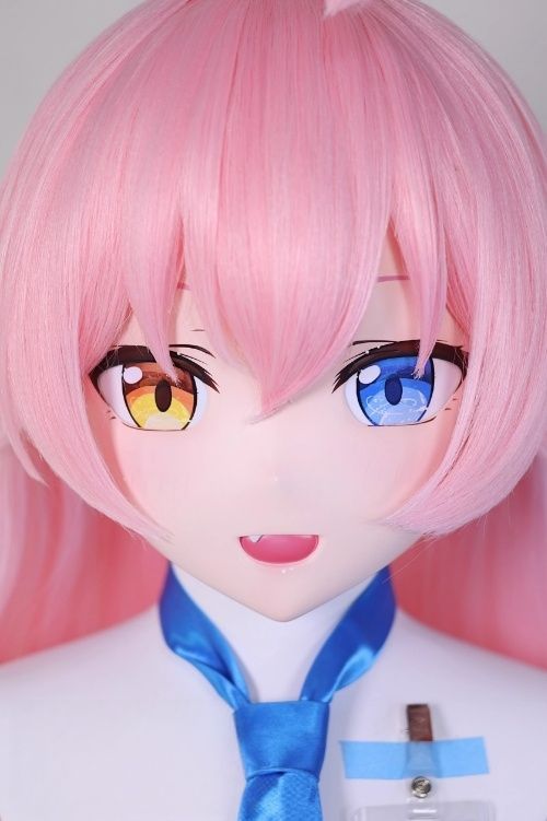 ★即納 全頭マスク カツラ付き ロック付き NO.518 ドール ヘッドロリータ人形 コスプレ 変身 仮装 着ぐるみ kigurumi 二次元
