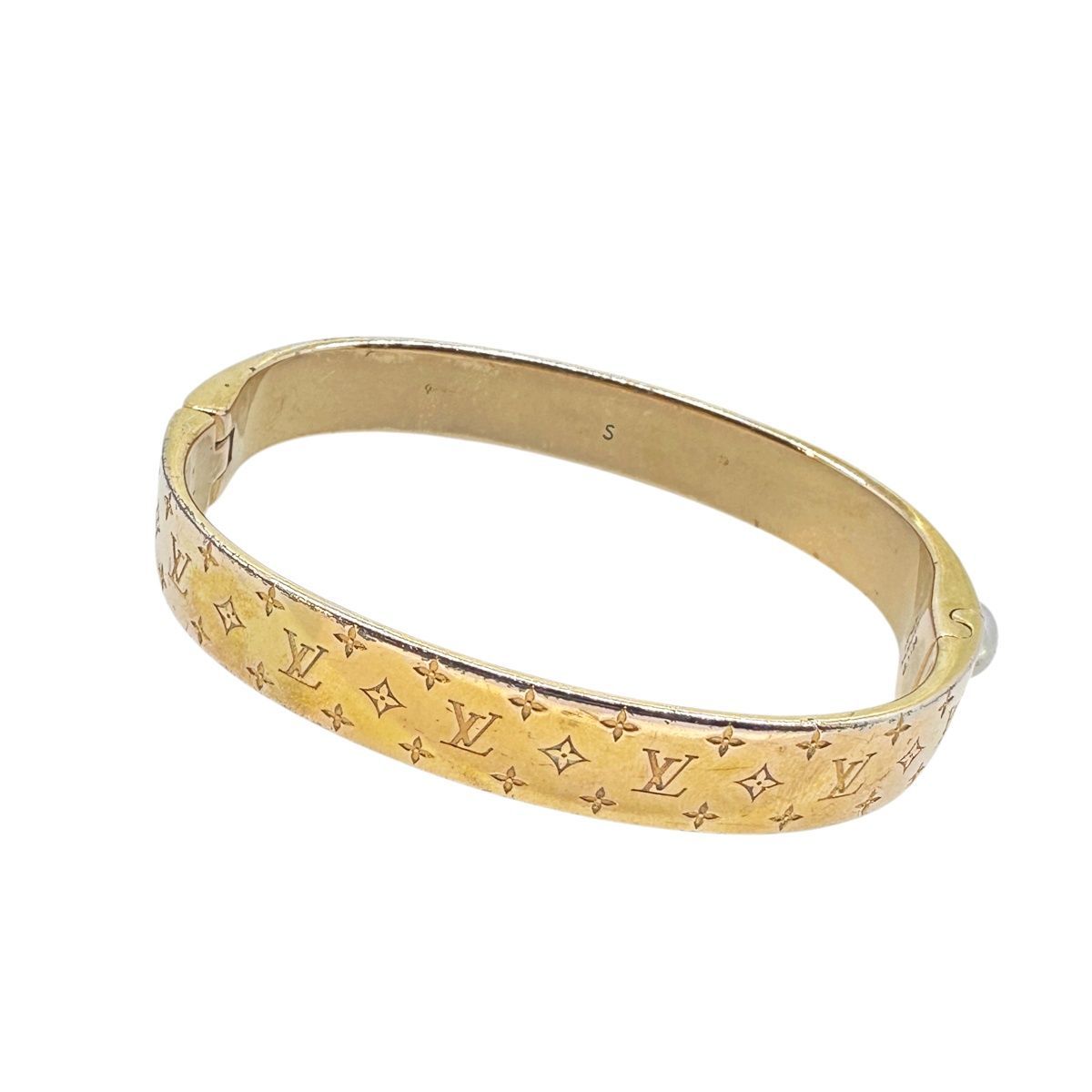 中古】 LOUIS VUITTON ルイ・ヴィトン カフ・ナノグラム バングル S