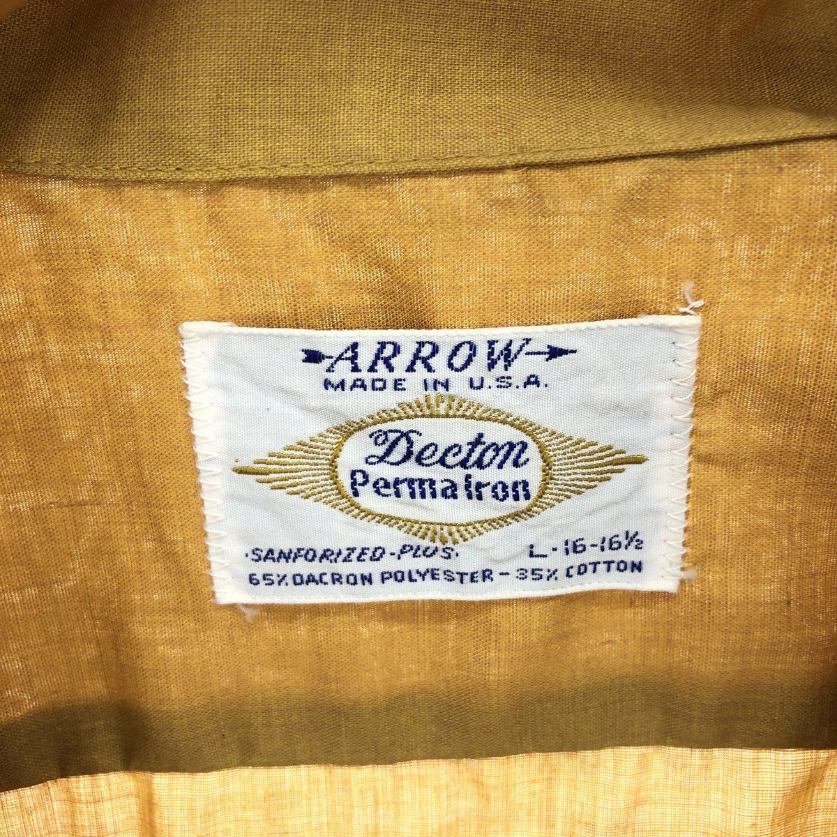 古着 70年代 アロー Arrow 長袖 オープンカラーボックスシャツ USA製 