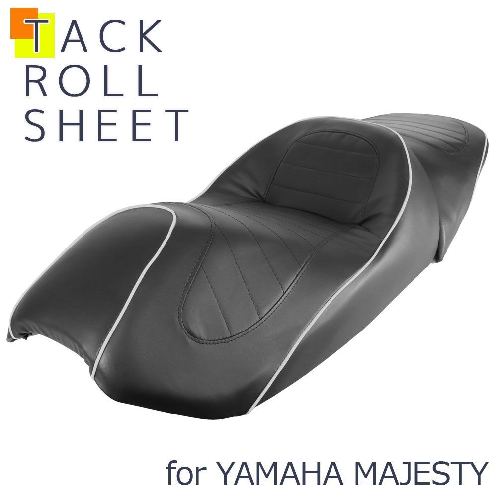 ヤマハ マジェスティ250 マジェスティC SG03J タックロールシート ベース付 ブラック 黒 ホワイト 白 パイピング バイク カスタム 外装 交換 シート メインシート タックロール 2点セット 二人乗り YAMAHA MAJESTY マジェ リペア