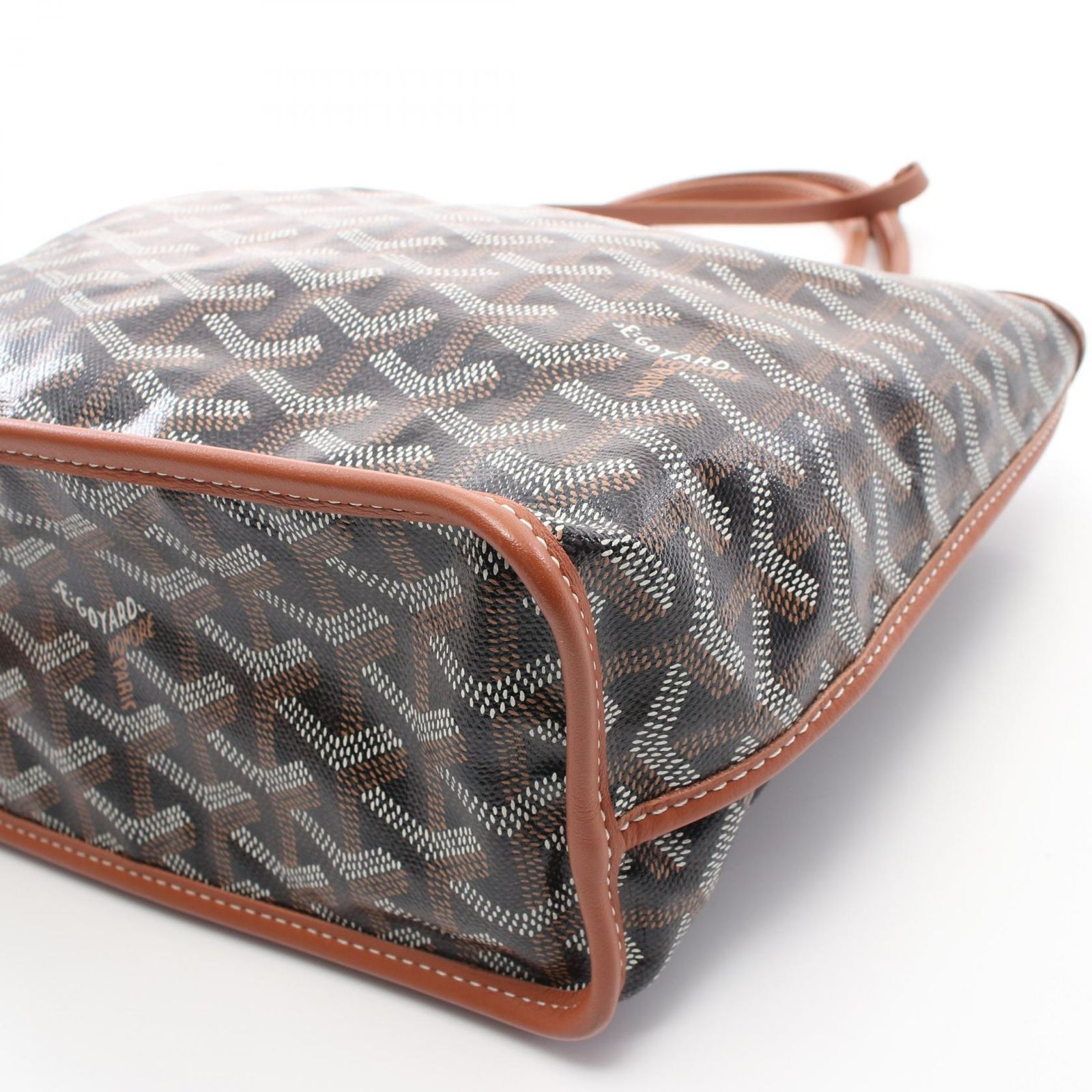 GOYARD【ゴヤール】サンルイ ジュニア ブラック×ブラウン ゴヤール サンルイジュニア PVC×レザー ハンドバッグ ブラック