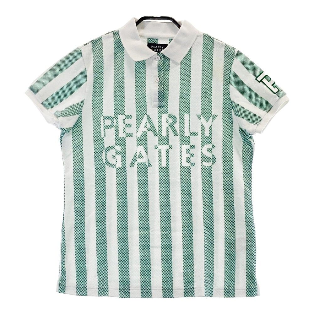 サイズ 1 PEARLY GATES パーリーゲイツ 2025年モデル 半袖ポロシャツ ストライプ柄 グリーン系 240101238347 ゴルフウェア レディース ストスト