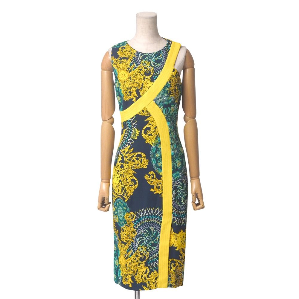 sh295 Versace イエローノースリーブミニワンピース　ヴェルサーチ sh295 Versace イエローノースリーブミニワンピースヴェルサーチ