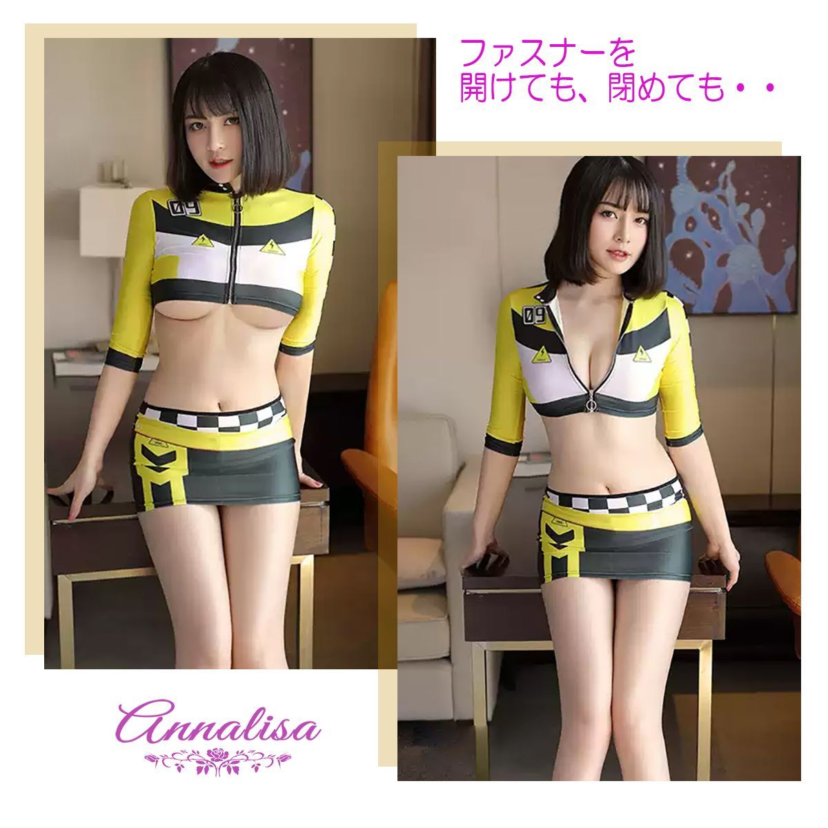 レースクイーン コスプレ RQ キャンギャル ミニスカート イエロー セクシー - メルカリ