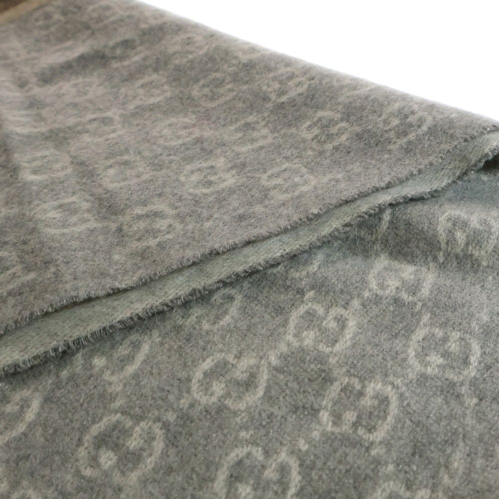 GUCCI グッチ GG総柄 シェリーライン カシミヤマフラー グレー 322288 4G201