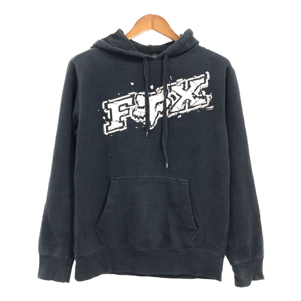 FOX Racing フォックス スウェット パーカー ロゴ ブラック (メンズ M)  古着 R1494
