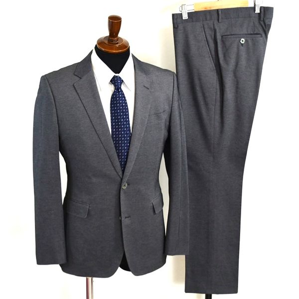 BEAMS HEART 2つボタン シングルスーツ M A6 ダークグレー ノータック 袖口4つ釦 開き見せ 4116-0013-819 夏物 春夏 5XJ018 メンズビジネス 202510