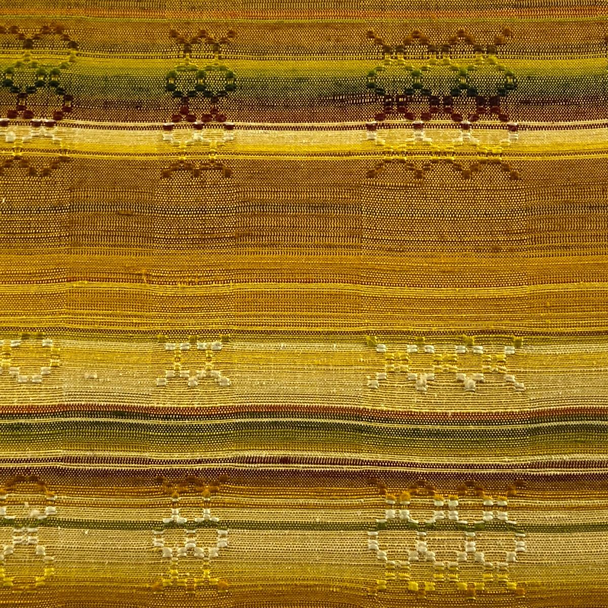 開き名古屋帯 幾何学 横段 山吹色 正絹