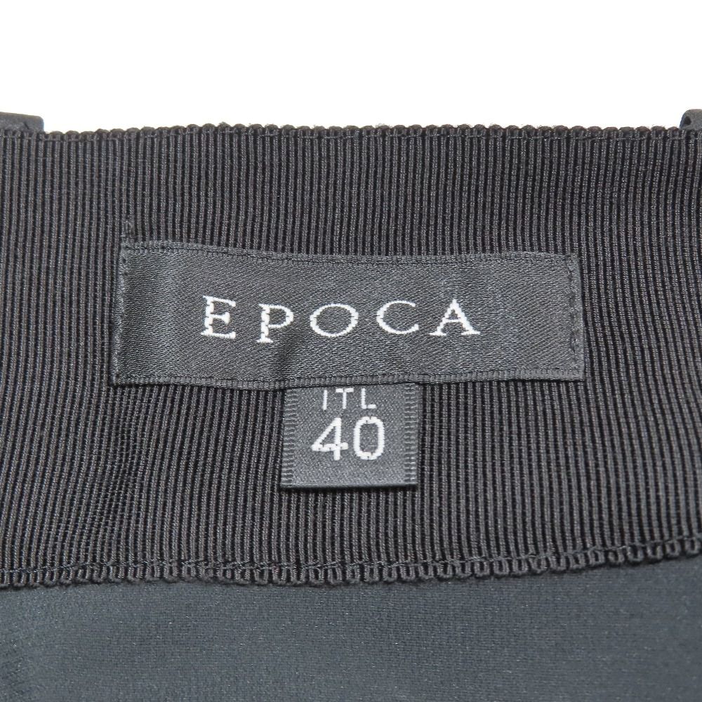 EPOCA 黒 フレアスカート サイズ40 美品 EPOCA エポカ シルク フレアスカート タック ハーフ 膝丈