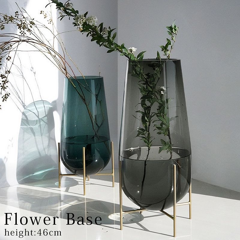 花瓶 おしゃれ 北欧 DROP BASE ドロップベース フラワーベース ガラス 花びん 一輪挿し かわいい インテリア 生花 ドライフラワー 高さ46cm 大きい シンプル 花器 ガラス瓶 ガラス花瓶 プレゼント 贈り物 BN-58SM