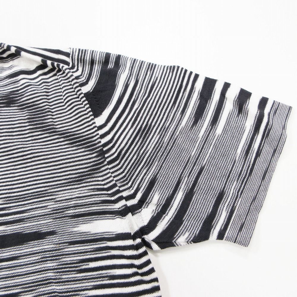 Vintage MISSONI ミッソーニ 総柄 コットン ニット カットソー クルーネック 半袖 トップス 48 XL 黒白 レディース 【中古】 Vintage MISSONI ミッソーニ 総柄 コットン ニット カットソー