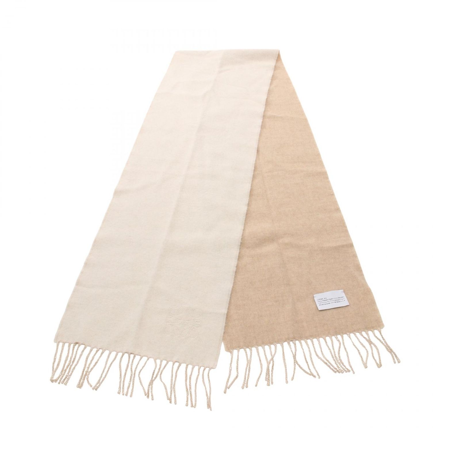 【美品】LOEWE ロエベ アナグラムマフラー アイボリー バイカラー ロエベ LOEWE マフラー アナグラム バイカラー スカーフ