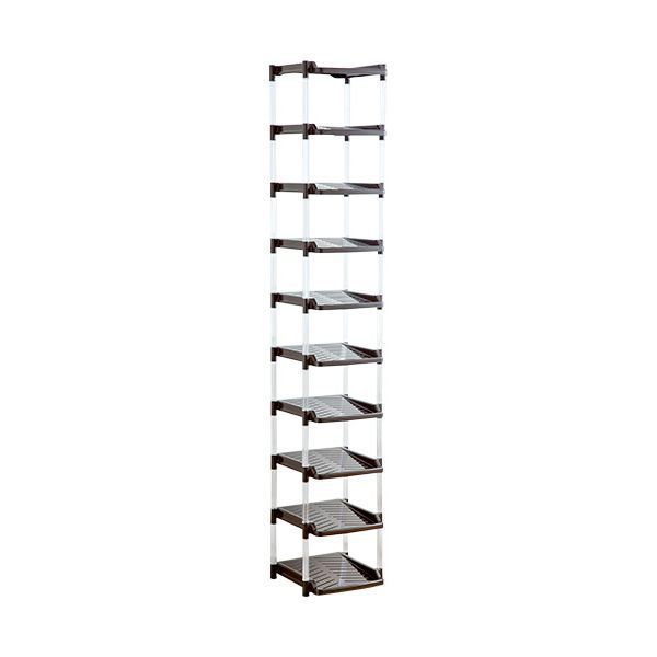 平和工業 たっぷり収納シューズラック 10段 ブラウン 235923 1台 組立式