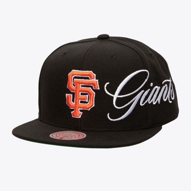 【送料無料】 ミッチェル&ネス メンズ 帽子 アクセサリー Men's Mitchell & Ness Black San Francisco Giants Just Don x MLB Lux Script Snapback Hat Gnt Black