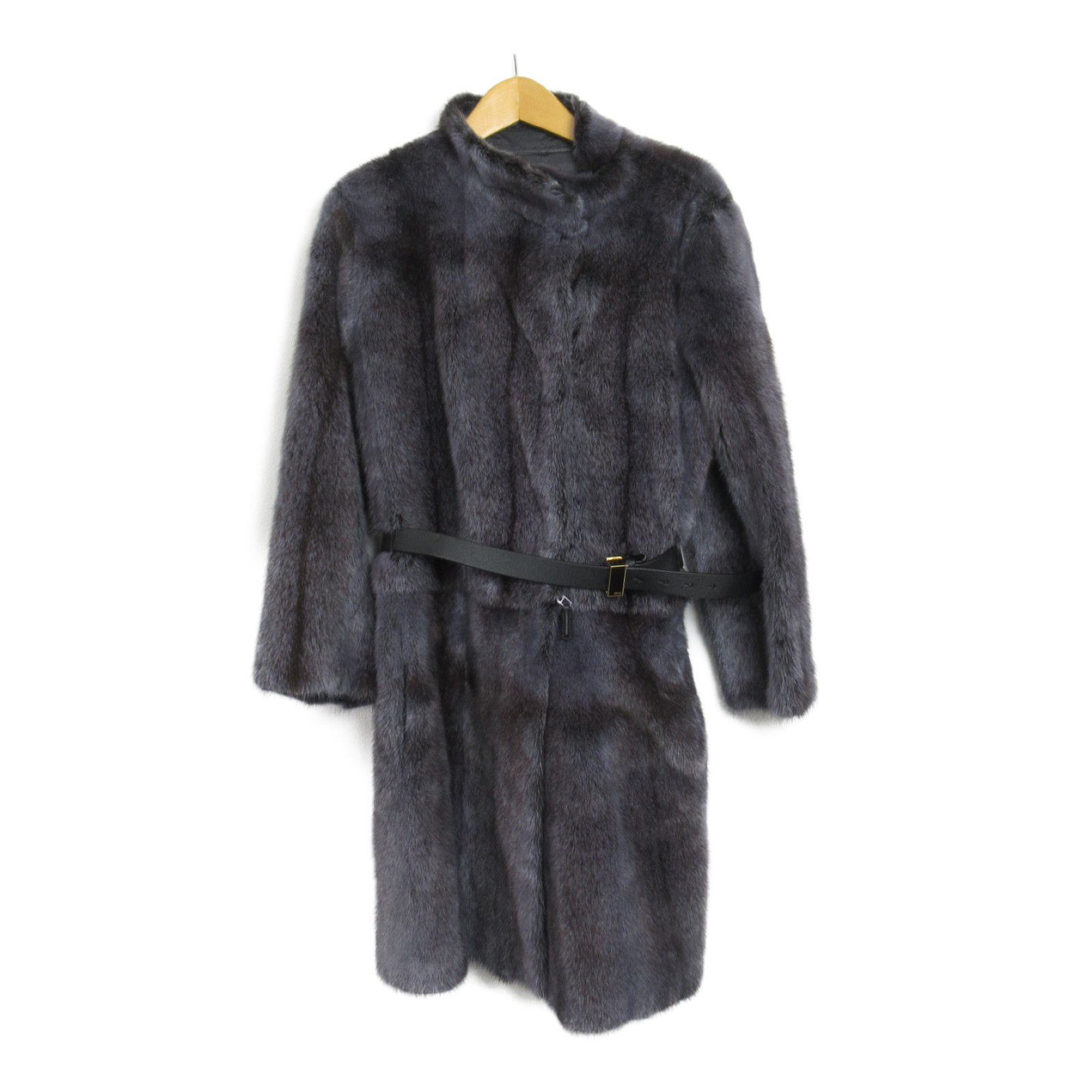 FENDI 24FW新作 FFロゴライニング グレーウール ベルト付きコート