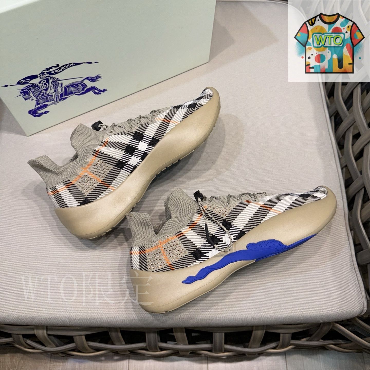 バーバリー（BURBERRY） チェック ニット スニーカー05-3 - メルカリ