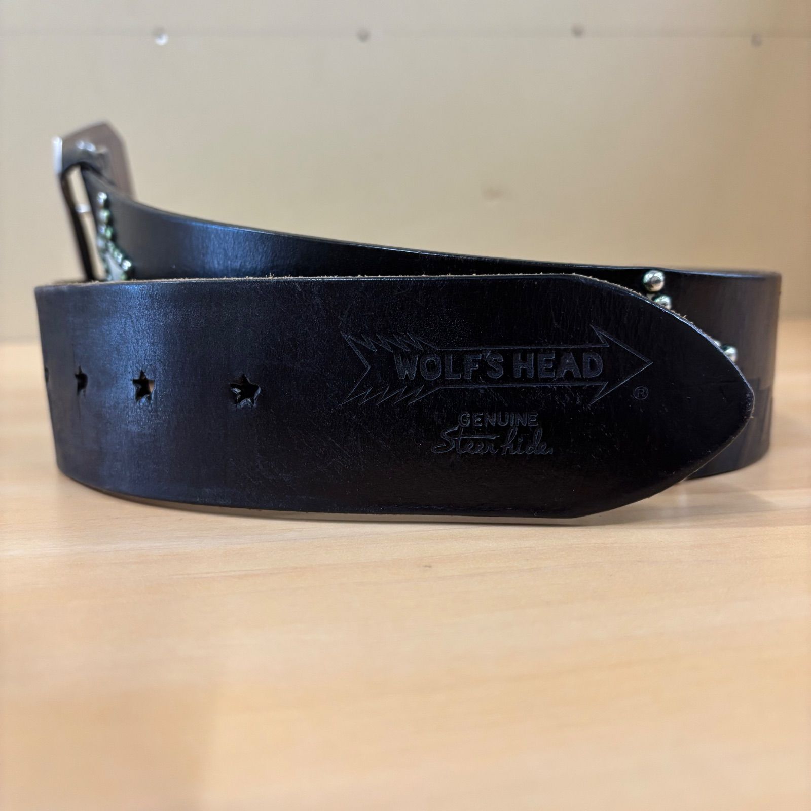 AMA-Fu　ウルフズヘッド　コラボスタッズレザーベルト LASTMAN - 【ラスト1点】【コラボ】STUDDED BELT 35mm feat