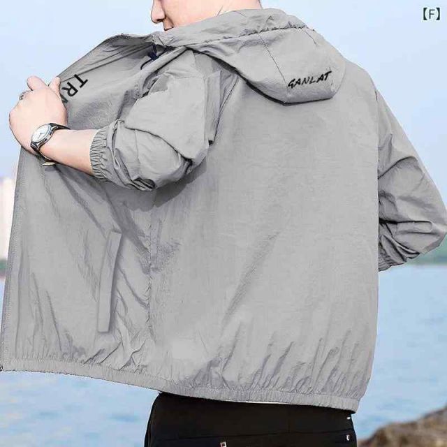 種類7：5XL/F：2086 ライトグレー メンズ ファッション 服 男性用 オシャレ シンプル 大人 かっこいい 大きいサイズ ストリート 紳士服 冷感 夏 日焼け防止 服 スキン コート ウイブレーカー アウトドア 軽 抗UV