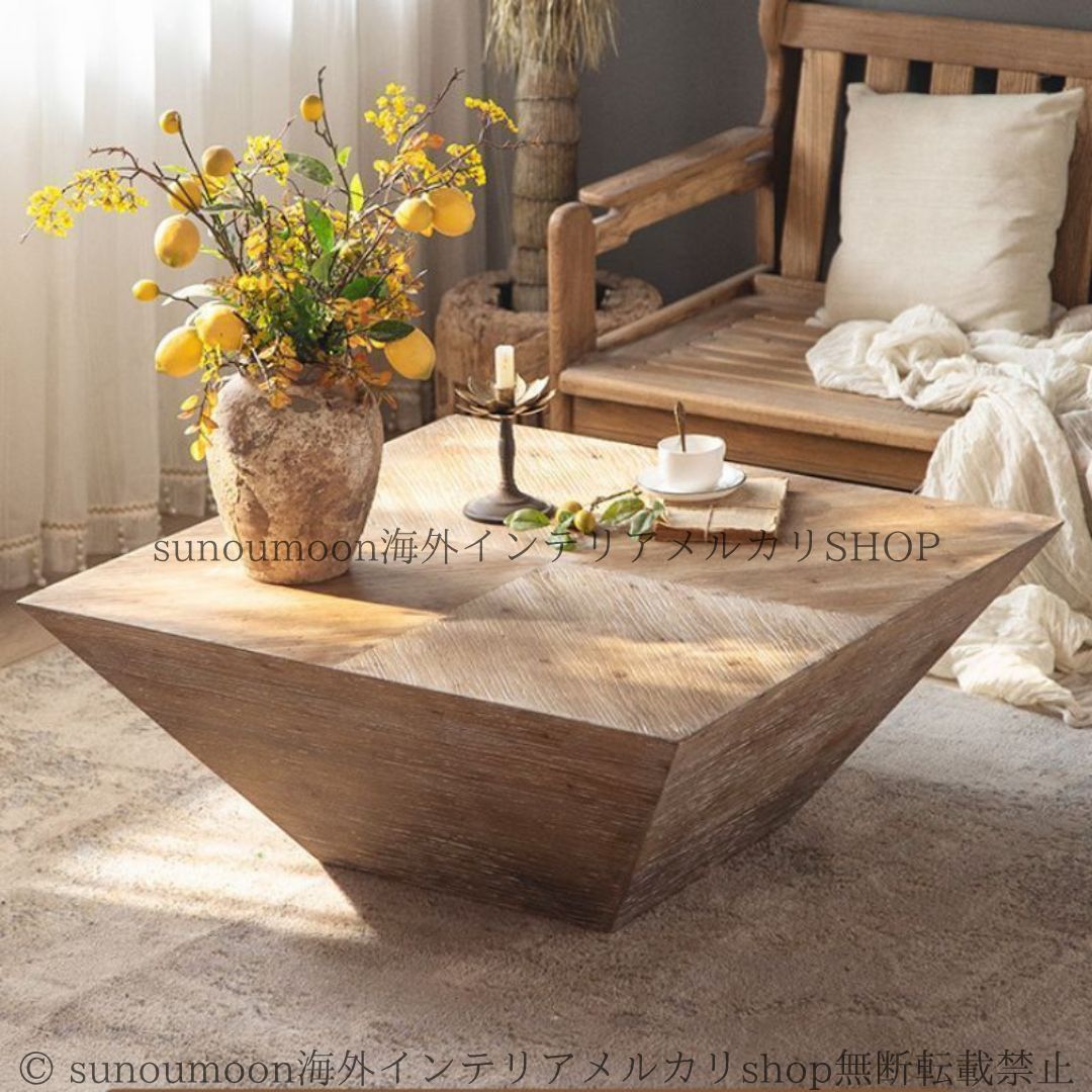 ローテーブル 北欧 センターテーブル 無垢材 正方形 リビング