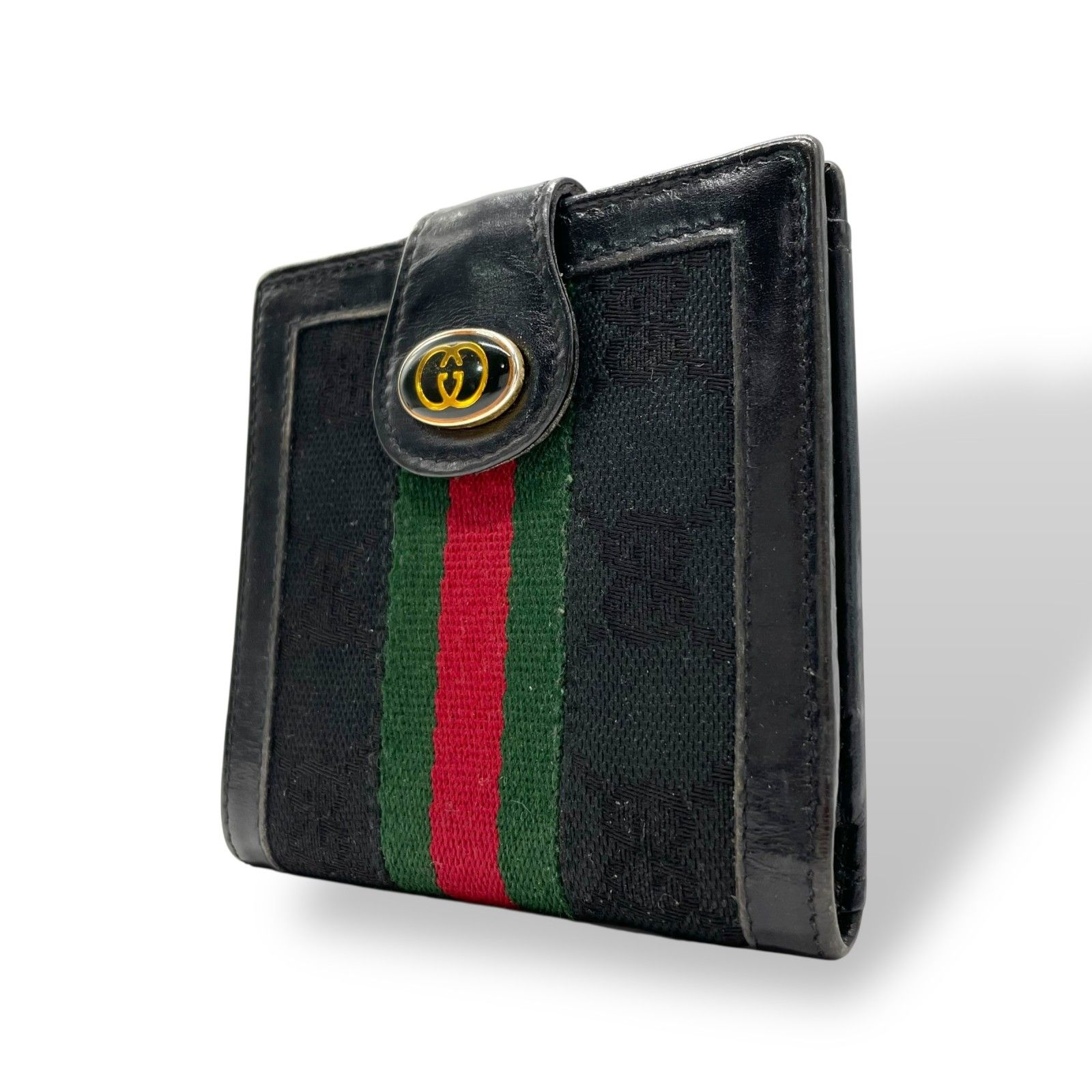 GUCCI オールドグッチ シェリーライン GG 折り財布 w4 グッチ GUCCI シェリーライン 二つ折り財布 GGキャンバス レザー