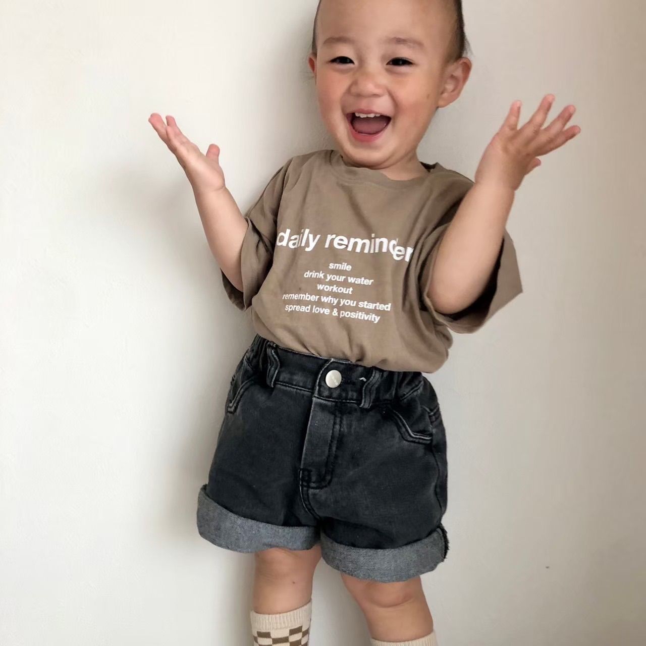 親子リンクTシャツ 韓国子供服 BLACKBEAN 親子お揃い ベビーTシャツ