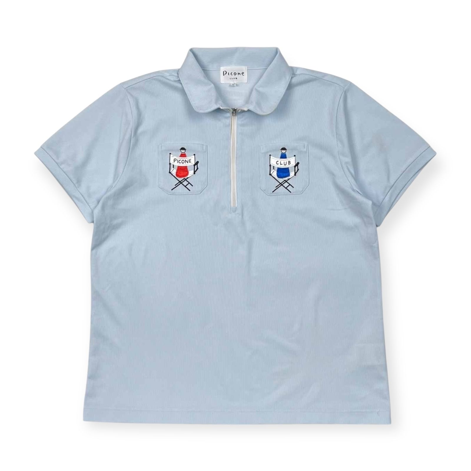 ピッコーネクラブ ハーフジップ シャツ サイズⅡ レディース L ゴルフウェア Picone CLUB ピッコーネ ストライプ ハーフジップ 半袖シャツ 2